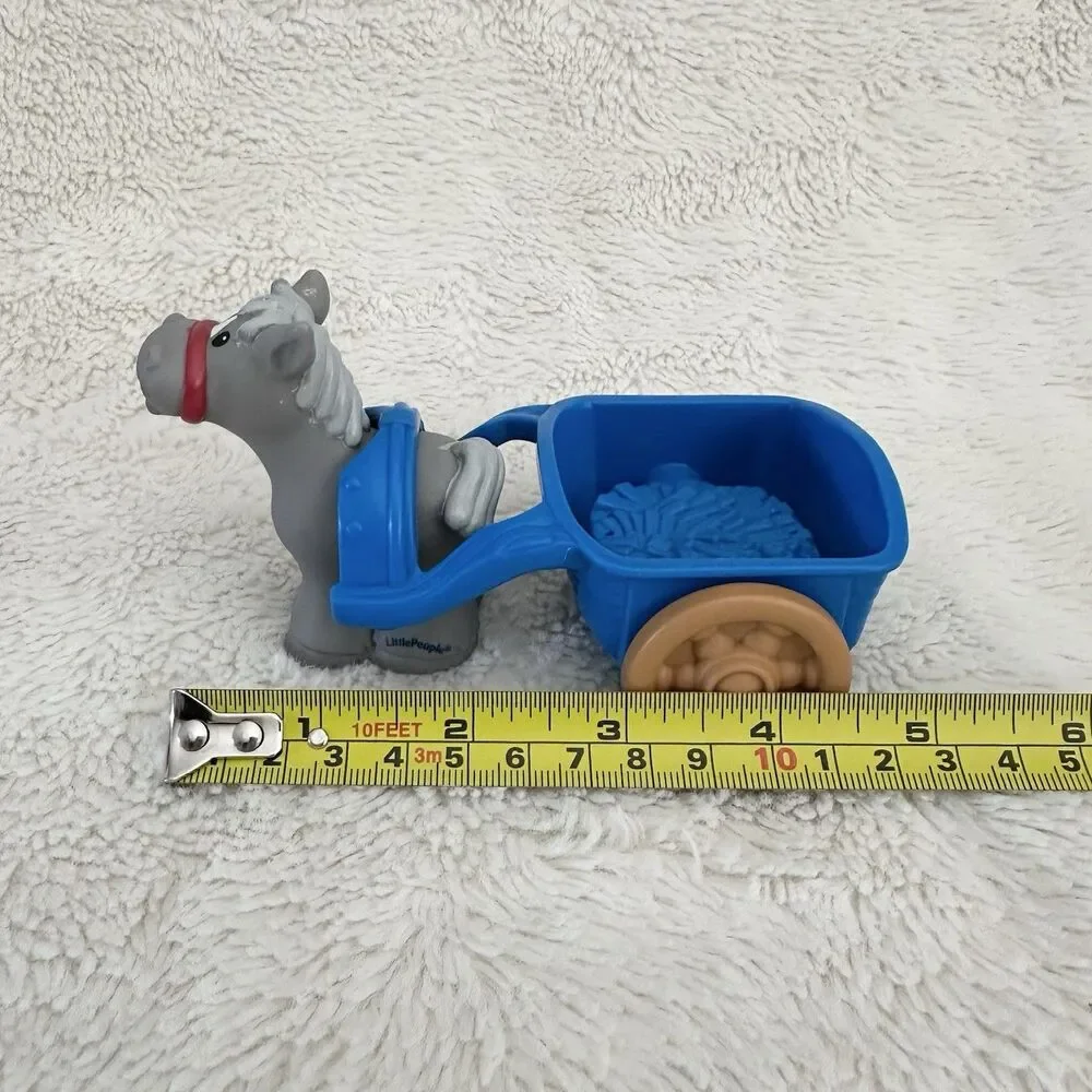 Fisher Price Little People Horse Lot Of 4 With Cart Figure Toy Farm Animal